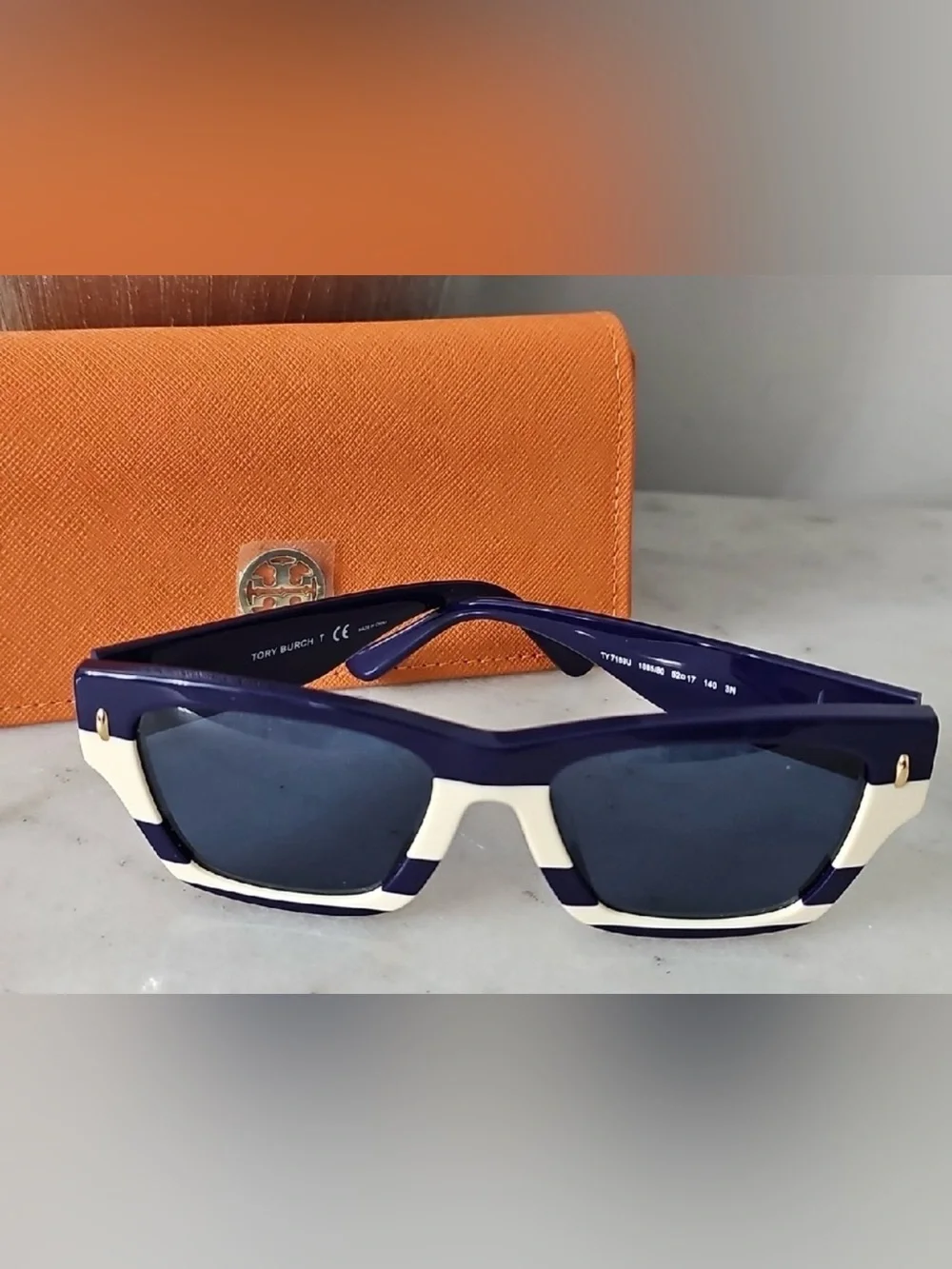 Tory Burch Miller Geometric Sunglasses Black White